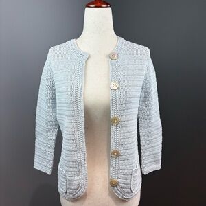 Banana Republic Cardigan Sweater S Light Blue Genuine Mother of Pearl Buttons